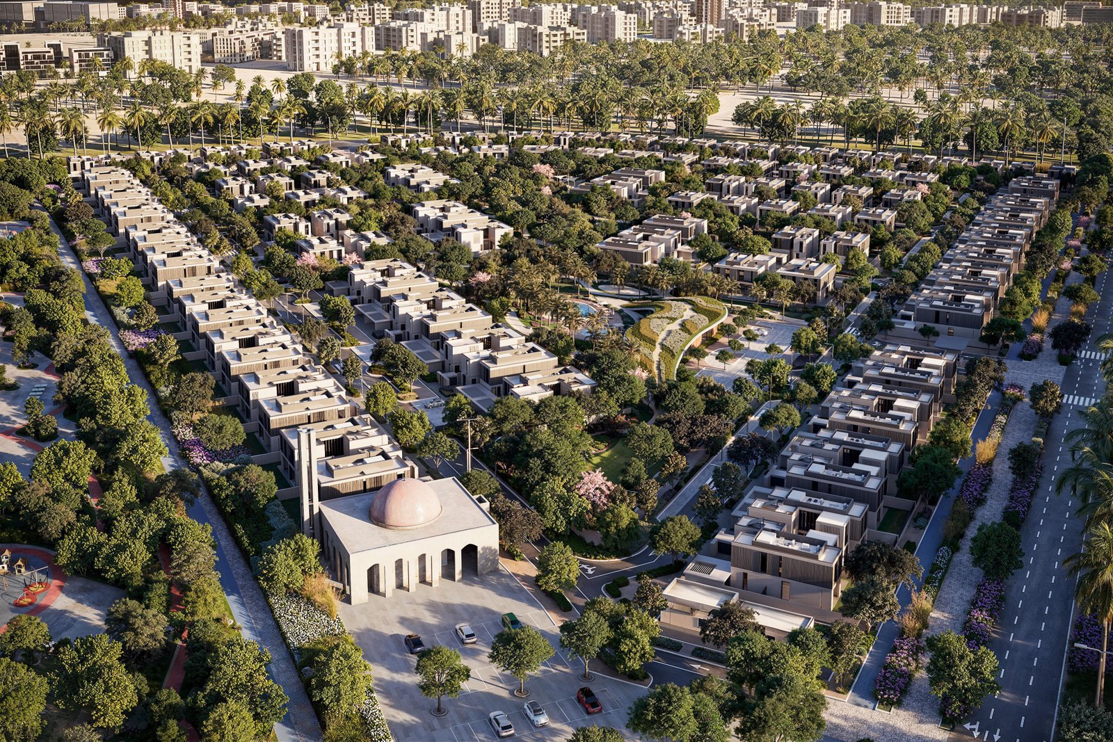 Contemporary villa exterior at Fay Gardens Fay Hills Masdar City highlighting sustainable architecture and premium finishes.